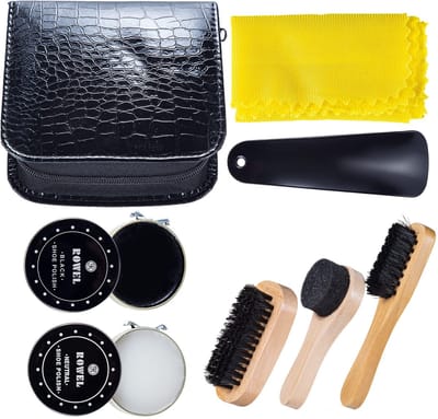 Dailygoody - Schoenpoets Kit - Schoenreiniging - Luxe Reisetui - Bruin Zwart Leer - Schoenborstel - Perfect voor Leren Schoenen - Compleet Set