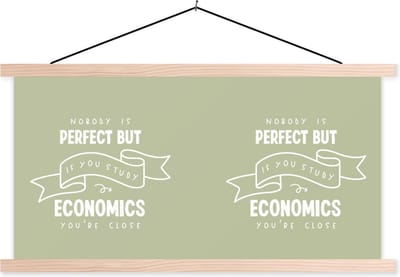 Posterhanger incl. Poster 120x60 cm - Schoolplaat - Studeren - Studenten - School - Economie - Quote - Textielposter - Blanke latten