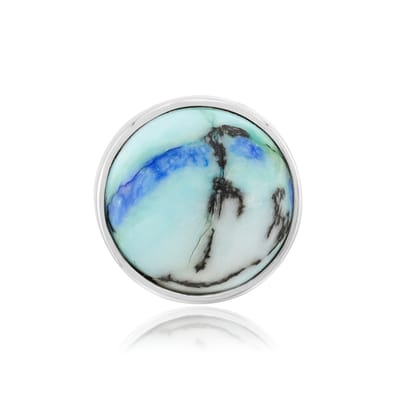 Cavill - Zilveren hanger, 925 Sterling Zilver Platina Geplateerd - Azuriet 4,616 ct Ronde Cabochon 10mm - Elegante MONOSONO Collectie Mexico