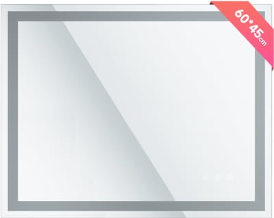 KUTAS® Badkamerspiegel Met LED Verlichting - 60x45cm - Badkamerspiegel Frameloos - Rechthoekige Wandspiegel - Dimbaar - Anti-Condens - 3000K/4500K/6500K - Transparant