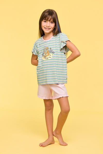 Woody pyjama meisjes - luiaard - streep - 251-10-PSG-S/929 - maat 92