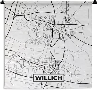 Wandkleed - Wanddoek - Willich - Plattegrond - Stadskaart - Kaart - 180x180 cm - Wandtapijt