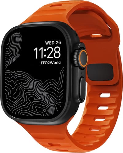 Stravo Outdoor Siliconen Sport bandje - Geschikt voor Apple Watch 46mm (Series 10/11), 45mm (Series 7/8/9), 44mm (Series 4/5/6, SE 1/2/3), 42mm (Series 1/2/3), 49mm (Ultra 1/2/3) - Waterproof heavy duty silicone Horlogebandje - Oranje(Orange)