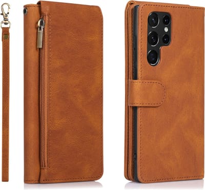 Bookcase Samsung Galaxy S24 Ultra | Hoogwaardig PU Leren Telefoonhoesje | Pasjeshouder | Bruin