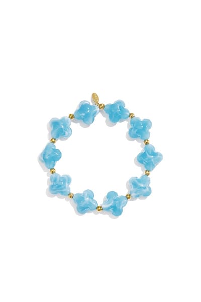 Kralenarmband met klaver kralen - Babyblauw - Verkleurt niet - Cadeau - Goudlief.nl