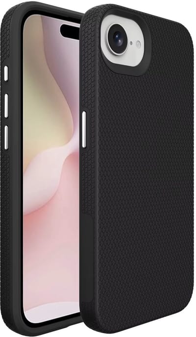 Casemania Hoesje Geschikt voor Apple iPhone 16e - Zwart - Anti Slip Matte Armor Back Cover