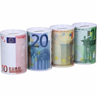Merkloos Spaarpot - Euroblik Design - Eenmalig Te Openen - 8 x 13 cm - Assortiment