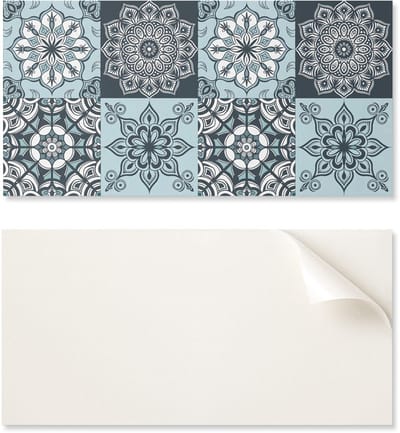 Zelfklevende vinyl gangdecoratie met afbeeldingen van 100x50 cm, mandala-patronen in een raster.