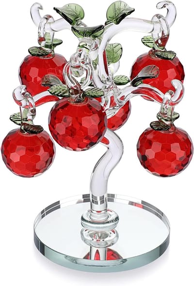 Inovra Plus - Kristalglas Appelboom Beeldje - Rode Kunstmatige Feng Shui Decoratie voor Tafeldecoratie