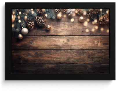 Poster in lijst - Fotolijst 30x20 cm - Posters - Kerstdecoratie - Houten - Dennenappel - Bruin - Posterlijst zwart - Decoratie - Wanddecoratie woonkamer - Muurdecoratie slaapkamer - Kerstversiering - Kerstdecoratie voor binnen - Kerstmis