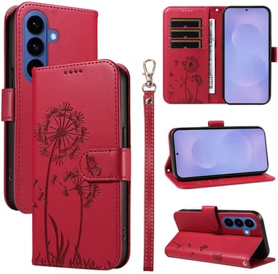 Coverup Hoesje - Geschikt voor Samsung Galaxy S26 Hoesje - Coverup Paardenbloem Book Case - Rood