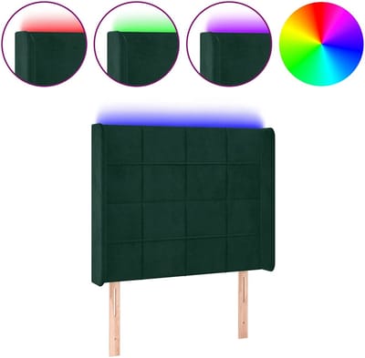 vidaXL - Hoofdbord - LED - 83x16x118/128 - cm - fluweel - donkergroen