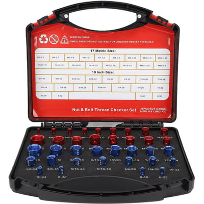Moer Bout Draadmeter Imperiaal Metrisch Aluminium Hoge Nauwkeurigheid Draadmeter Doos voor Controleren red