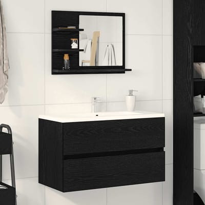 vidaXL - Badkamerspiegel - 60x10,5x45 - cm - spaanplaat - zwart - eikenkleurig