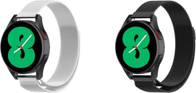 Strap-it Bundel van 2 Milanese Banden - Geschikt voor Samsung Galaxy Watch 4 40mm - Horlogeband / Polsband / Armband / RVS Armband / Magnetische Armband - Luxe & ademend ontwerp - Zwart & Zilver