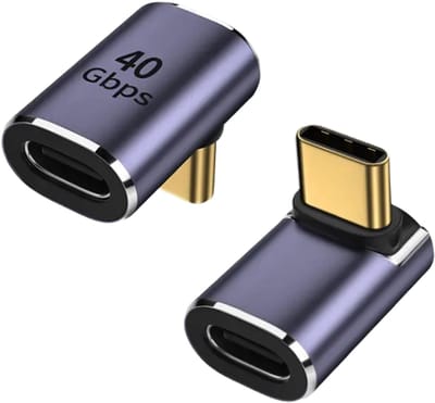USB-C Haakse Adapter 90° – USB4 40Gbps – 100W PD Snelladen – 8K 60Hz – Type-C Male naar Female – Voor MacBook, Laptop & Smartphone