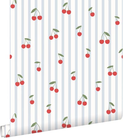 ESTAhome behang kersen blauw en rood - 50 x 900 cm - 131655