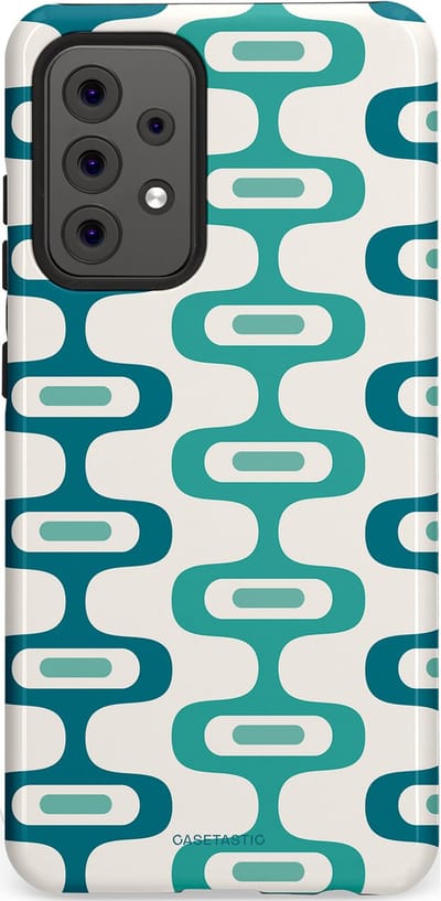 Casetastic hoesje geschikt voor Samsung Galaxy A52 (2021) 5G / Samsung Galaxy A52 (2021) 4G - Dubbellaagse bescherming - Vormen vibe - Fashion Case - Wit Petrol Lichtgrijs Mintgroen