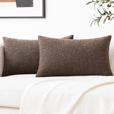 Set van 2 Boucle Sierkussenslopen Chocoladebruin 30x50 cm - Getextureerde Hoes voor Bank en Bed