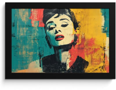 Poster in lijst - Fotolijst 30x20 cm - Posters - Vrouw - Rode lippen - Expressief - Grafisch - Posterlijst zwart - Decoratie - Wanddecoratie woonkamer - Muurdecoratie slaapkamer