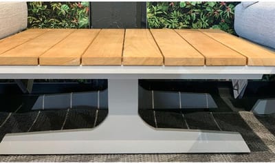 Play panel concept Frost Grey coffee table teak 120 x 75 x 30 cm.