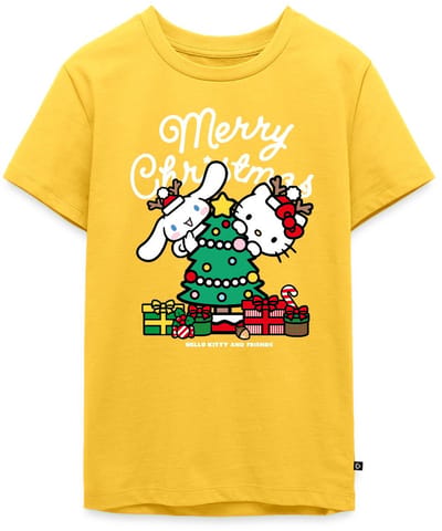 Hello Kitty En Cinnamoroll Kerstontwerp Premium T-Shirt Tiener