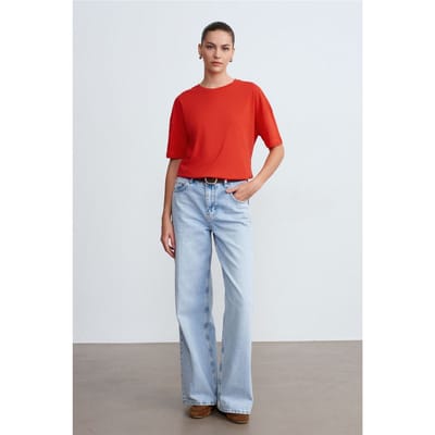 Dames Katoenen Crew Neck T-Shirt