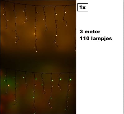 IJspegel verlichting 3 meter met 110 leds - 2x modus rood/geel/groen of wit - Carnaval /optocht /thema feest