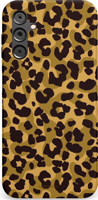 Casetastic hoesje geschikt voor Samsung Galaxy A14 (2023) 5G / Samsung Galaxy A14 (2023) 4G - Dubbellaagse bescherming - Jungle Panter - Fashion Case - Zwart Crème Beige