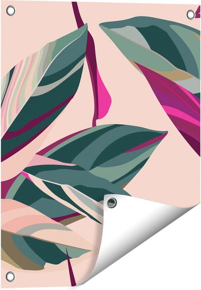 Gards Tuinposter Bloem Bladeren - Bloemen - Abstract - 40x50 cm - Tuindoek - Tuindecoratie - Wanddecoratie buiten - Tuinschilderij