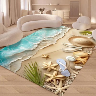 Ocean Beach Schelp Zeester Keukenmat Woondecoratie Tapijt voor Woonkamer Slaapkamer Bedzijde Voetkussen Antislip Badkamer Deurmat 50X80CM