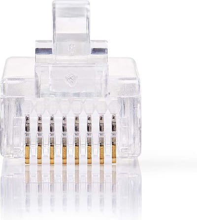 Nedis RJ45-Connector - Male - Solid UTP CAT5e - Recht - Verguld - 10 Stuks - Polycarbonate - Transparant - Doos