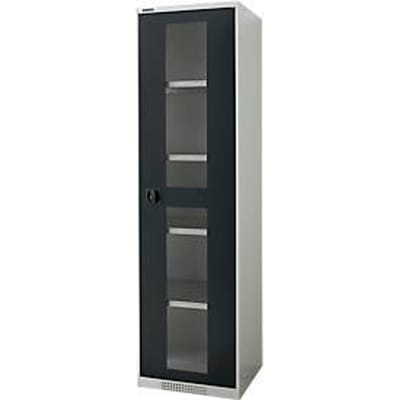 Schaefer Shop Genius FS open deurkast, 5 OH, afsluitbaar, 4 legborden, tot 250 kg, B 545 mm, staal, lichtgrijs RAL 7035/antracietgrijs RAL 7016