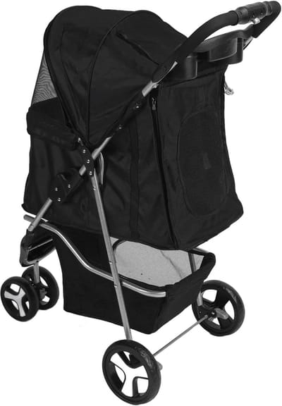 Huisdier Kinderwagen - Dierenkar - Buitenwandelingen - Ademend & Opvouwbaar - 82 x 38 x 18 cm - Zwart