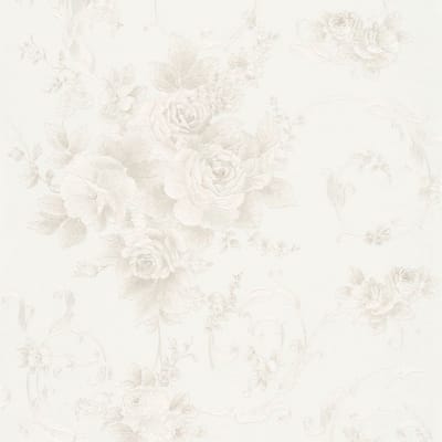 Bloemen behang Profhome 306472-GU vliesbehang licht gestructureerd met bloemen patroon mat grijs bronzen wit 5,33 m2