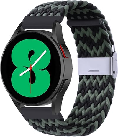 By Qubix - Braided nylon bandje - Groen / zwart - Geschikt voor Xiaomi Mi Watch / Geschikt voor Xiaomi Watch 2 / Geschikt voor Xiaomi Watch S1 / S2 / S3 / S4 (47mm)