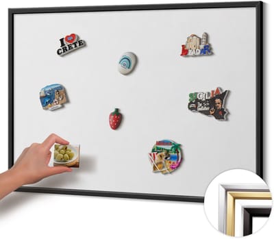 Wallfluent - Wit Magneetbord in Effen Kleuren - 100 cm x 70 cm - Magneetbord met Zwarte Frame - Kleur wit - Magneetbord Multifunctioneel - Magnetisch Bord voor Thuis en Kantoor - Magneetbord Voor Thuiskantoor