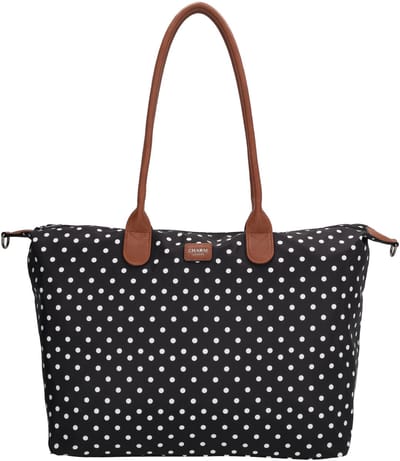 Charm London Buckingham Schoudertas 15,6 inch - Shopper - Laptoptas - Werktas - A4 - Praktisch - Dames Tas - Dots - Stippen - Wit op Zwart