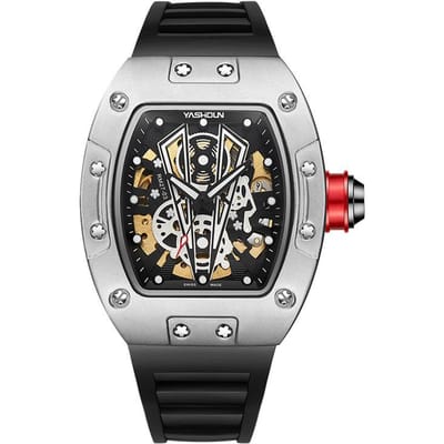 Heren Mechanisch Horloge Grote Wijzerplaat voor Heren Holle Mode Waterdicht Casual Horloge voor Heren gray