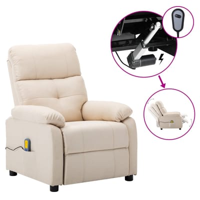 vidaXL - elektrische - massagestoel - crème - stof