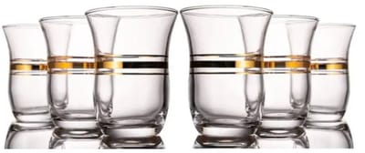Pasabahce – theeglazen – Cihangir 6-delig – 95 ml – goud – Ø5,5 cm h7,5 cm