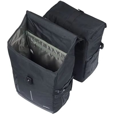 Basil Move - Dubbele fietstas - 30L - Incl. regenhoes - Gerecycled materiaal - Zwart