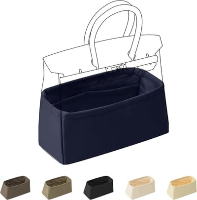 Handtas Organizer voor Birkin 20/25/30/35/40/45/50, Zijde Binnenzak, Ruimtebesparende Inzet met Zachte Touch (Blauw)