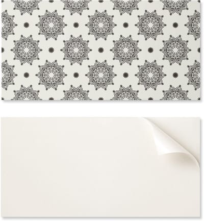 Zelfklevend vinyl woondecoratie-element 100x50 cm met mandala-patroon in een raster.