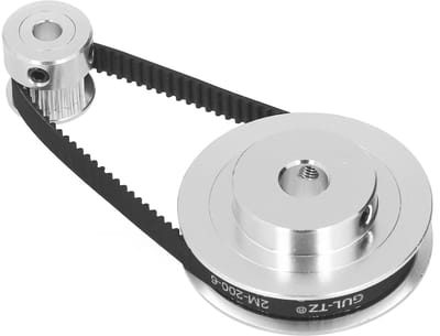 Dailygoods- Distributieriem 200mm Lengte - Synchroon Wiel 20T/60T - Aluminium Distributieriemschijf - Duurzaam Materiaal - Hoogwaardige Transmissie - Inclusief Inbussleutel - Poelieset