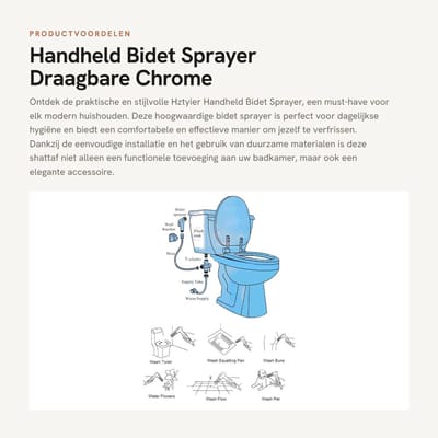 Dailygoods- Bidet Handdouche Hoogwaardige Chroom - Draagbare Bidet - Eenvoudig te Installeren - Modern Design - Makkelijk te Reinigen - Douchekop
