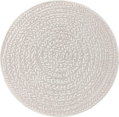 Mia’s Teppiche Soil – robuust in- & outdoor vloerkleed met natuurlijk cirkelpatroon, weatherproof & UV-bestendig, crème cirkel 80 cm rond