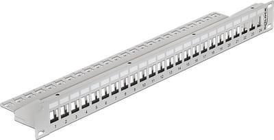 Premium 19'' Patch Panel 1U voor 24 Keystone modules / grijs