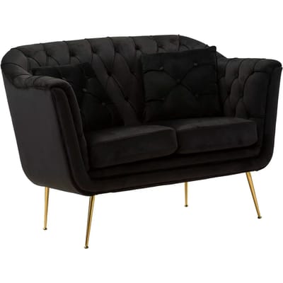 Bank Budapest Sofa' 2 Seats Black With Cushions 130×83×91 cm
