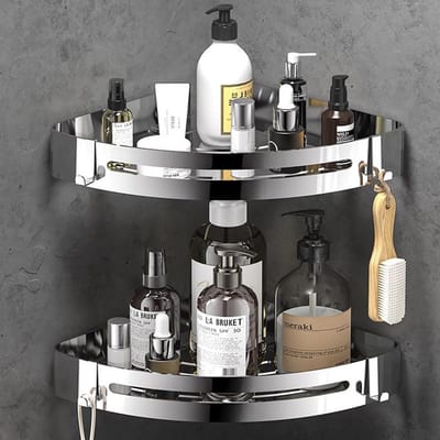 NTH products - Badkamerrek - Doucherek - Roestvrij staal - Zwart - Wandhouder - Geschikt voor zeep en shampoo - 2 stuks